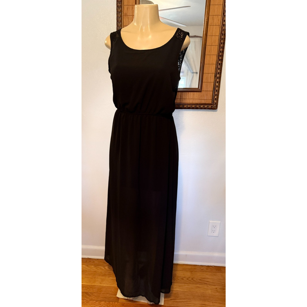 Love Tree Happens Sleeveless Lined Flowy Bohemian Maxi Small Black Dress